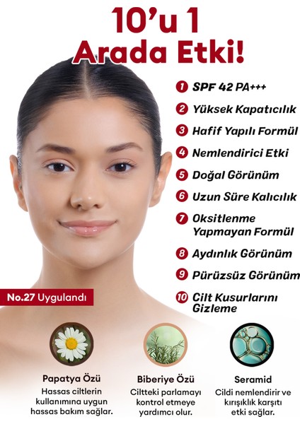 Mükemmel Kapatıcılık Sunan Çok Fonksiyonlu M Perfect Cover BB Cream Ex SPF42/PA+++ No.27 (20ml)