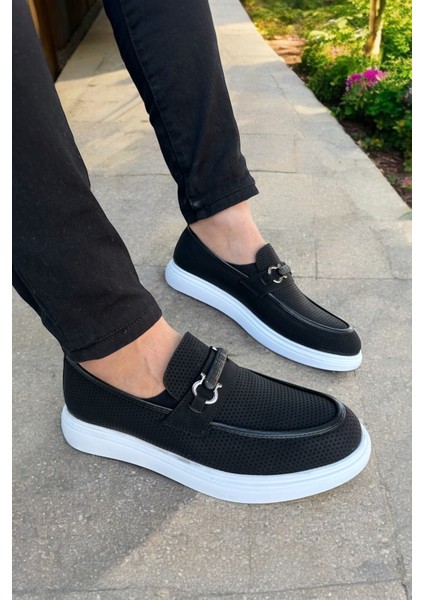 Siyah Spor Tarzı Günlük Ayakkabı - Beyaz Tabanlı ve Tokalı Deri Görünümlü Rahat Tasarım fiyatları