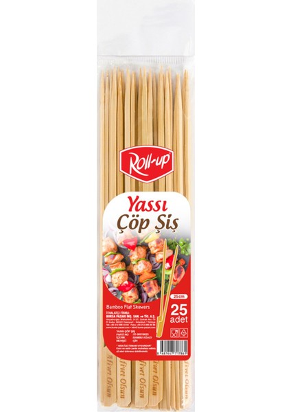 Yassı Çöp Şiş 25'li 25 cm