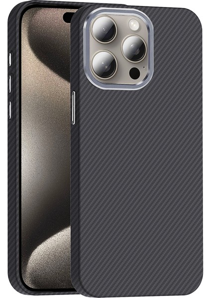 Apple iPhone 15 Pro Max Kılıf M-Safe Şarj Özellikli Karbon Fiber Görünümlü Zore Gros Kapak