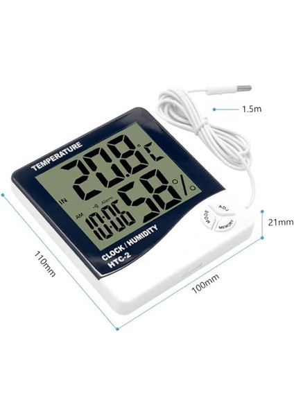 Dijital Termometre Saat Isı Sıcaklık Nem Ölçer Htc-2 indirimleri