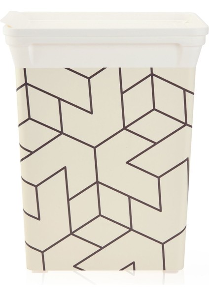 Çizgili Mutfak Çöp Kovası - Beyaz / Siyah - 20 Lt fiyatları