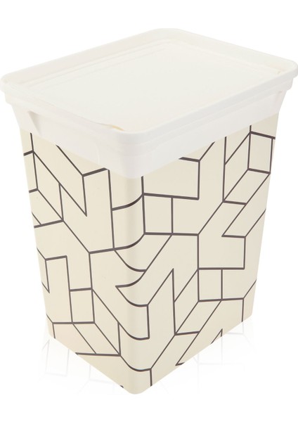 Çizgili Mutfak Çöp Kovası - Beyaz / Siyah - 20 Lt modelleri