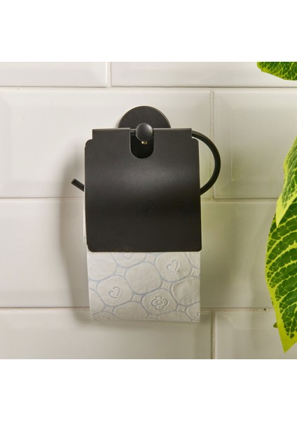 Lüx Geniş Kapaklı Kağıtlık - Siyah - 13X5X12,3 cm