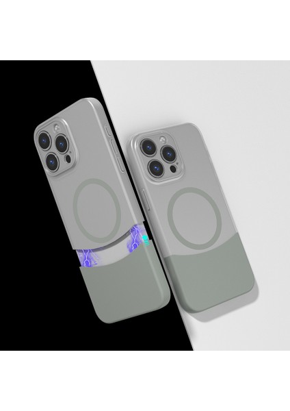 Apple iPhone 15 Pro Kılıf M-Safe Şarj Özellikli Mıknatıslı Zore Duble Kapak