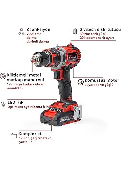 Professional Akülü Darbeli Vidalama Tp-Cd 18/50 Li-I Bl Kit Power X-Change (18 V, Kömürsüz, 50 Nm, Darbeli Delme Fonksiyonu, 2x 2,0 Ah Akü + Şarj Cihazı Dahildir) - 4513940 modelleri
