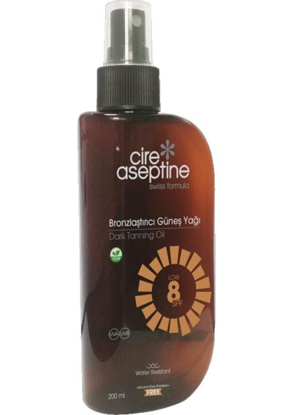 Cire Aseptine Uva/uvb Korumalı Bronzlaştırıcı Güneş Yağı Spf 8 200 ml