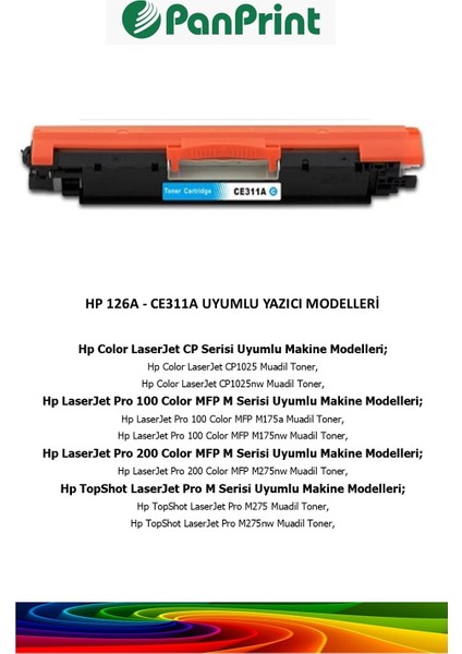 Hp Laserjet Pro 100 Color Mfp M175A Mavi Muadil Toner fiyatları