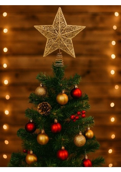 YILBAŞI SÜSÜ Işıltılı Altın Yıldız – 23 cm Ağaç Üstü Süsü-Golden Shine – 23 cm Yılbaşı Ağaç Tepesi fiyatları
