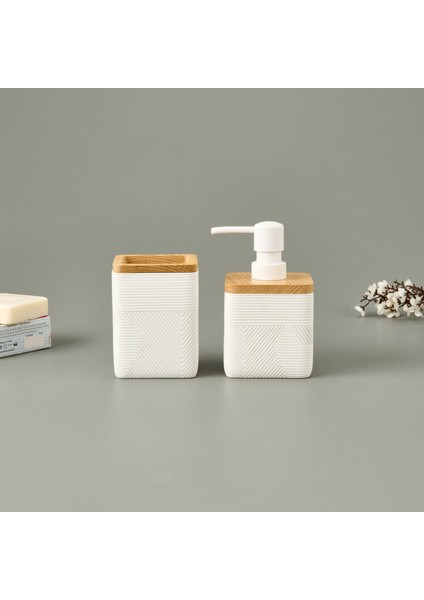 Bath Madera 2'li Banyo Sıvı Sabunluk Seti - Beyaz