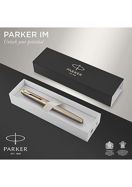 Im Brushed Metal Altın Tasarımlı Dolma Kalem, Orta Kalınlıkta Uç, Mavi Mürekkep (1931656) fiyatları