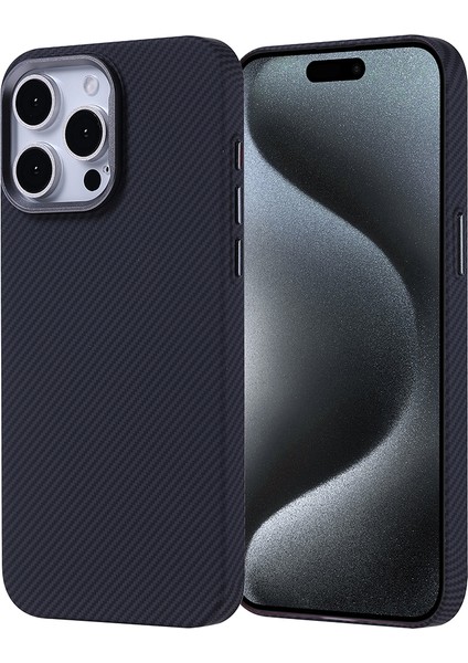Apple iPhone 15 Pro Max Kılıf M-Safe Şarj Özellikli Karbon Fiber Görünümlü Zore Nekst Kapak
