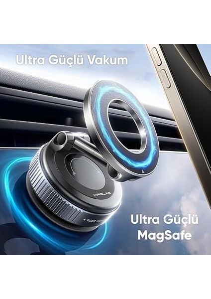 Magsafe ile Uyumlu Ultra Güçlü Mıknatıslı ve 360 Dönebilen Yüksekliği ve Ekran Açısı Ayarlanabilen Vakum Sistemli Akıllı Telefon Tutucu (Vakumlu Manyetik) fiyatları