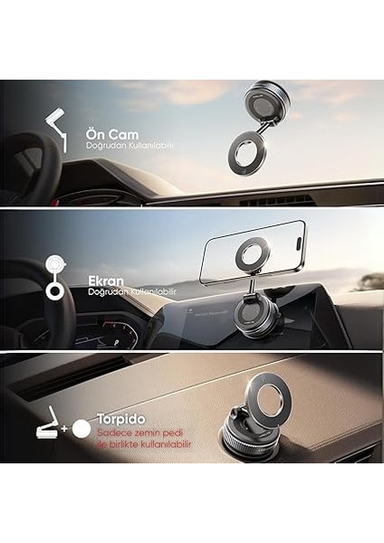 Magsafe ile Uyumlu Ultra Güçlü Mıknatıslı ve 360 Dönebilen Yüksekliği ve Ekran Açısı Ayarlanabilen Vakum Sistemli Akıllı Telefon Tutucu (Vakumlu Manyetik) fırsatları