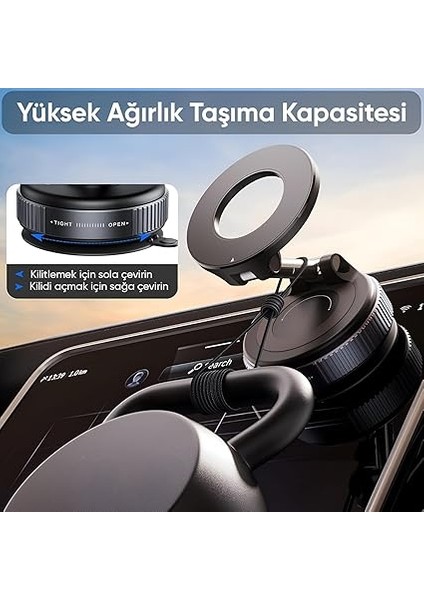 Magsafe ile Uyumlu Ultra Güçlü Mıknatıslı ve 360 Dönebilen Yüksekliği ve Ekran Açısı Ayarlanabilen Vakum Sistemli Akıllı Telefon Tutucu (Vakumlu Manyetik) indirimleri
