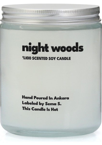 : Night Woods : Cam Kavanozda Kokulu %100 Soya Mum (Yasemin, Okoje Ağacı, Sedir, Sandal, Siklamen) indirimleri