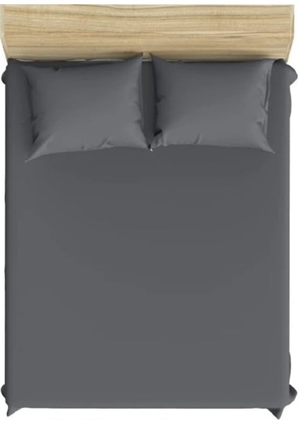 Pamuklu Ranforce Tek Kişilik Ara Ölçü 120X200 cm Lastikli Çarşaf Takımı - Koyu Gri