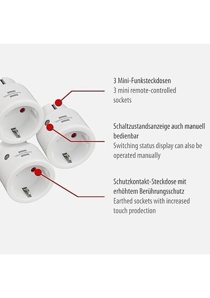 Comfort-Line Mini 3+1 Kablosuz Priz Seti, 3'lü Uzaktan Kumanda Seti (Iç Mekan, El Vericisi ve Yüksek Temas Koruması) Beyaz fiyatları
