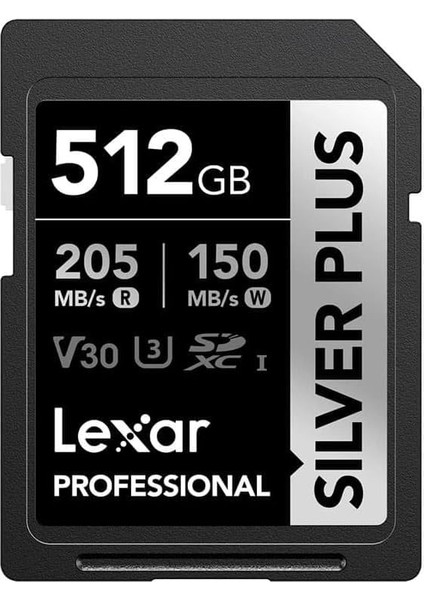 512GB Silver Plus Sd Uhsı V30 U3 205MB/S Hafıza Kartı