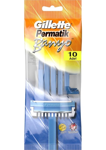 Gillette Permatik Banyo Kullan At Tıraş Bıçağı 10 Adet
