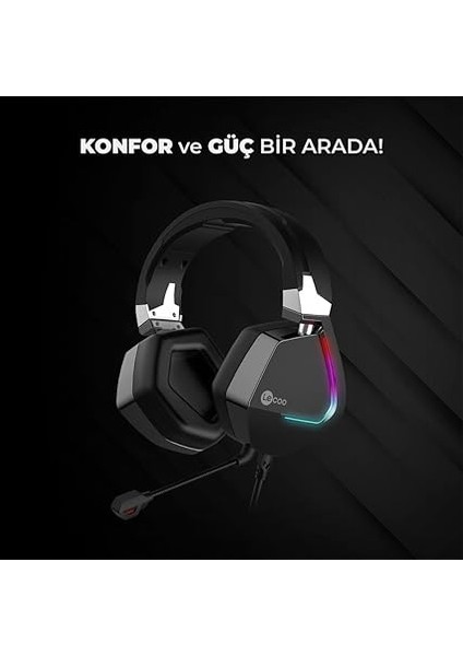 HT402 Usb2.0 + 3.5mm Jack Kulak Üstü Rgb LED Aydınlatmalı Konforlu Kulak Yastıkları Askılı Kafa Bandı Profesyonel Tip Kablolu Çıkartılabilir Mikrofonlu Oyuncu Kulaklığı Siyah modelleri