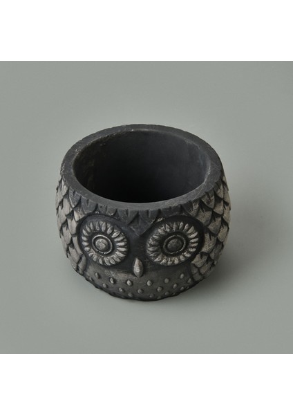 Kozalak Desenli Beton Saksı - Siyah - 8X10 cm modelleri