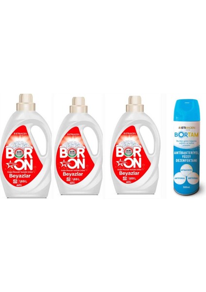 Doğal Sıvı Çamaşır Deterjanı Boron Beyazlar Için 26*3 Yıkama+ Bortam Dezenfektan