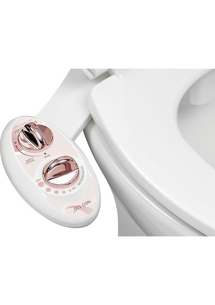 Bidet Neo 120 - Kendi Kendini Temizleyen Başlık, Tatlı Su Elektrikli Olmayan Bide Eklentisi, Klozet Kapağı Için, Ayarlanabilir Su Basıncı, Arka Yıkama (Gül Altın)