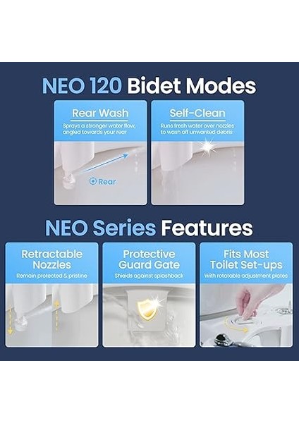 Bidet Neo 120 - Kendi Kendini Temizleyen Başlık, Tatlı Su Elektrikli Olmayan Bide Eklentisi, Klozet Kapağı Için, Ayarlanabilir Su Basıncı, Arka Yıkama (Gül Altın) fırsatları