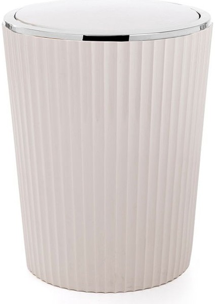 Nely Krom Kaplama Banyo Çöp Kovası - Bej - 6 Lt