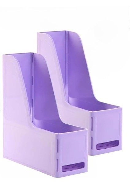 Lila Magazinlik Demonte Plastik 2 Adet Plastik Kutu Klasörü Magazinlik A4 Dosya ve Masa Düzenleyici Sınıf Ev Ofis