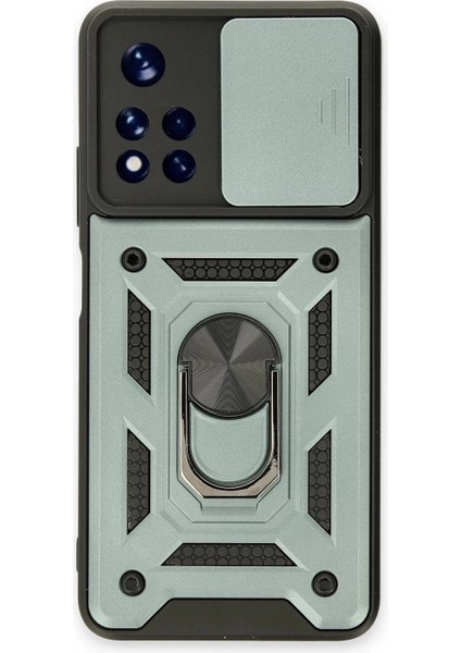 Xiaomi Redmi Note 11T Kılıf Pars Lens Yüzüklü Silikon - Yeşil modelleri