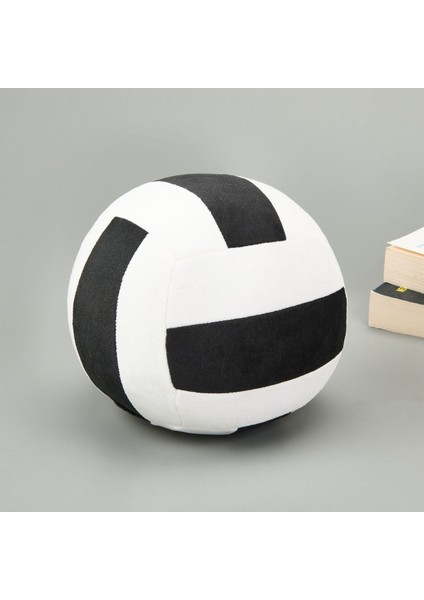 Soft Voleybol Topu Figürlü Yastık - Siyah / Beyaz - 20 cm modelleri