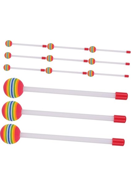 12 Adet Renkli Erkek Kız Davul Çubukları Yumuşak Pedli Başlıklarla Plastik Perküsyon Mallet Seti Xylophone ve Davul Müzik Pratiği Için Uygun