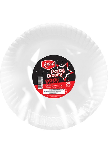 Party Dreams Karton Tabak Beyaz 25'li 22 cm