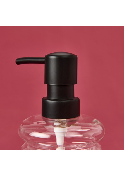 Kapaklı Borosilikat Cam Sıvı Sabunluk - Şeffaf / Siyah modelleri