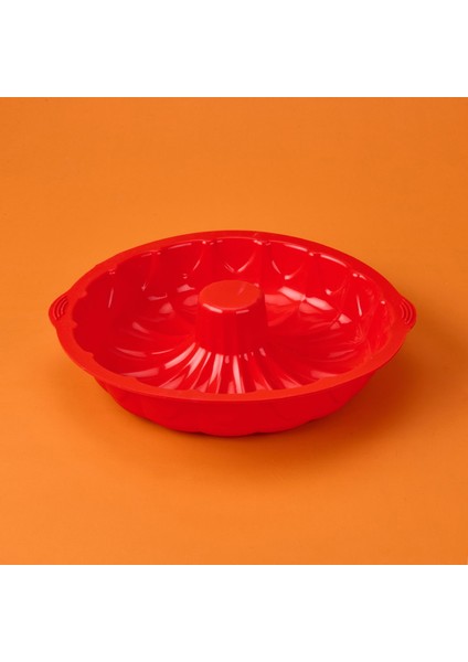 Klasik Silikon Büyük Kek Kalıbı - Kırmızı - 35 cm