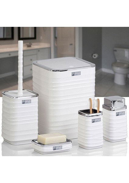 Home Luna Kare 5 Li Banyo Seti - Beyaz