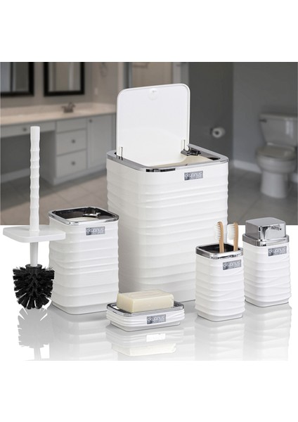 Home Luna Kare 5 Li Banyo Seti - Beyaz modelleri