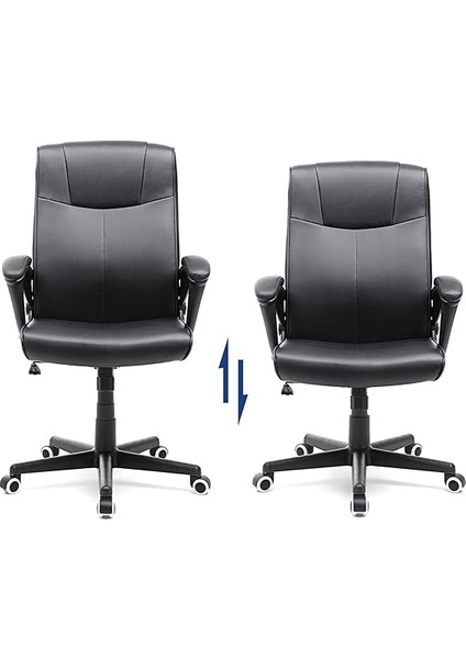 Ofis Sandalyesi Pu, Yüksekliği Ayarlanabilir Ergonomik Tasarım, Döner Sandalye, Siyah, OBG32B, 66 x 66 x 110 cm fırsatları