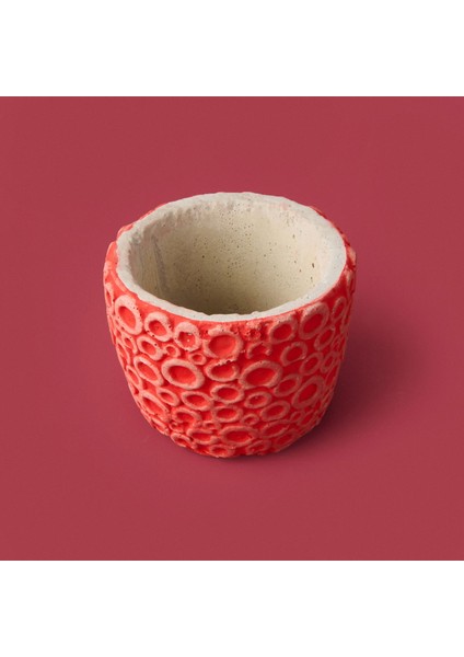 Halka Desenli Beton Saksı - Turuncu - 7x9 cm modelleri