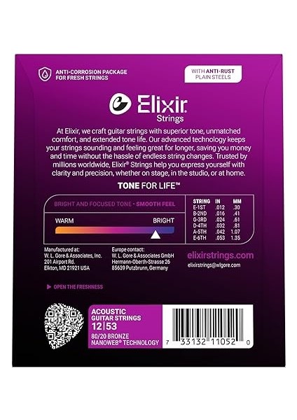 11052 Nanoweb 80/20 Bronze Akustik Gitar Teli (12-53) fiyatları