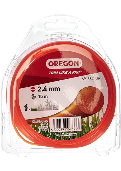 Yuvarlak Çim Biçme Ipi, 2,4 Mm, Turuncu, Çim, Yabani Ot, Çim ve Çiçek Tarhları Için, Bahçe Işleri ve Çim Bakımı, Naylon Iplik, Çoğu Çim Biçme Makinesi Için, 2,4 mm x 15 M (69-362-OR)