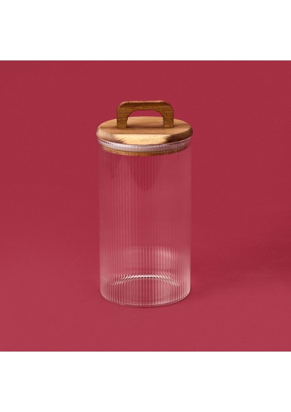 Akasya Kapaklı Cam Erzak Kabı - Kahverengi / Şeffaf - 1200 ml fiyatları