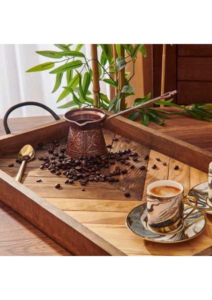 Metal Desenli Cezve No:4 - Kahverengi - 170 ml