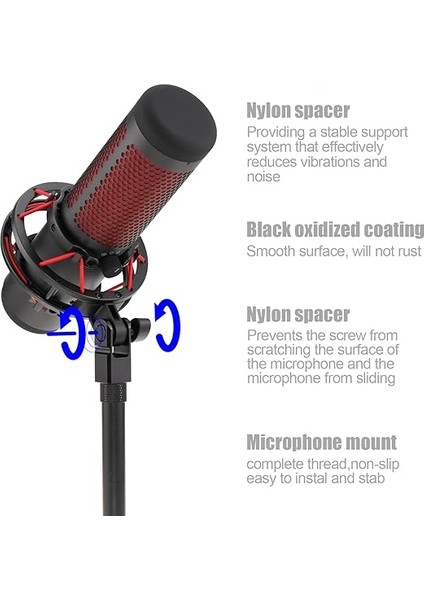 Hyperx Quadcast Için Mikrofon Montaj Adaptörü, 3/8 "veya 1/4" Vida Adaptörü, Hyperx Quadcast Mikrofon Standı ve Bom Kolu ile Çalışır Mikrofon Için Dayanıklı Yedek Aksesuar (Siyah) modelleri