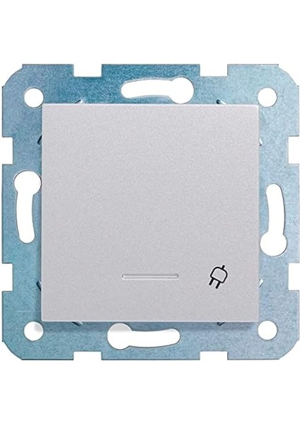 Novella Gümüş Kapakli Toprakli Priz Mekanizma+Düğme Kapak Çabuk Bağlanti Çarpma Karşıtı Çocuk Korumalı