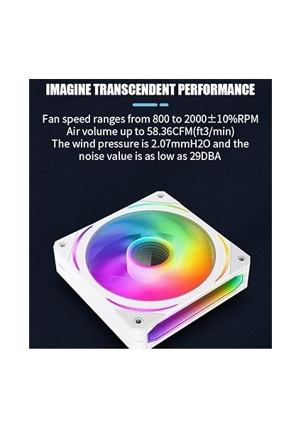 Prism 120 mm Gen5 Argb Kasa Fanı Beyaz, Faset Rgb Etkisi 5 V 3 Pinli Anakart Syncable 4-Pin Ayna Pwm, Bilgisayar Kasaları ve Sıvı Radyatörler Için Uygun fırsatları