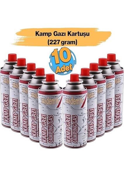 Gazı (10 Adet) Bütan Propan Tüpü Portatif Ocak Kartuşu Tek Kullanımlık Pürmüz Yedeği 227 gr indirimleri
