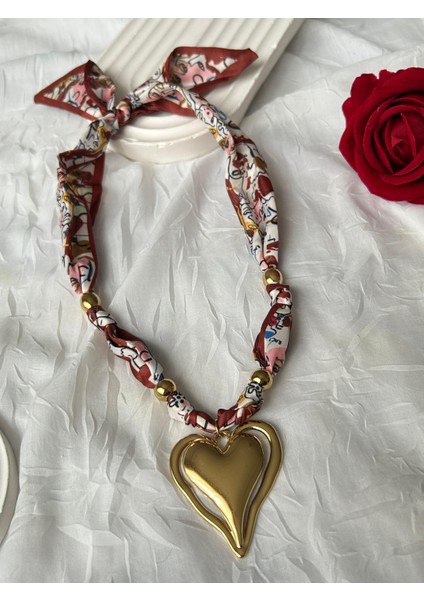 Leopar Desenli Kolye Kahve Bordo Boncuklu Şık Kumaş Kadın Kolye Hediye Kutulu modelleri